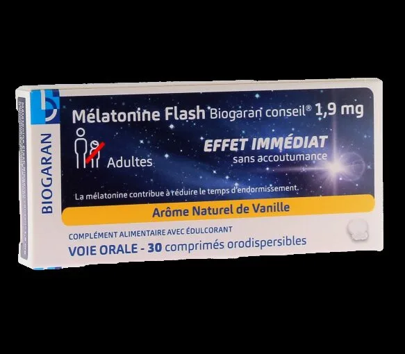 Mélatonine Flash 1,9 mg Biogaran - 30 comprimés orodispersibles