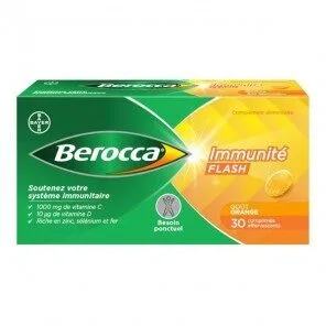 Berocca Immunité Flash goût orange — lot de 2 x 30 comprimés effervescents