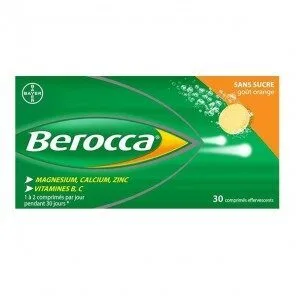 Berocca sans sucre goût orange — 30 comprimés effervescents