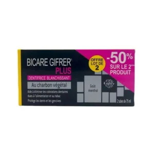 Bicare Gifrer plus dentifrice blanchissant charbon vegetal - lot de 2