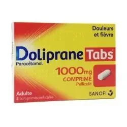 Doliprane Tabs 1000 mg, comprimé pelliculé — boîte de 8