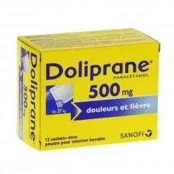 Doliprane 500 mg, poudre pour solution buvable en sachet-dose — boîte de 12