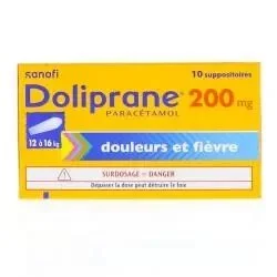 Doliprane 200 mg, suppositoire — boîte de 10
