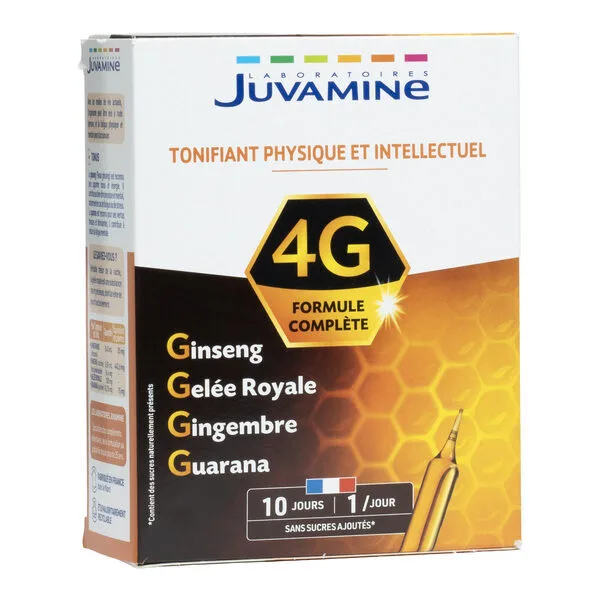 Juvamine 4G Ginseng Gelée Royale Guarana Gingembre ampoules