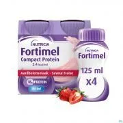 Fortimel Compact Protein 2,4 kcal Fraise — 4 bouteilles de 125 ml