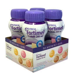 Fortimel Protein Multisaveurs (caramel, fraise, pêche, vanille) — 4 x 200 ml