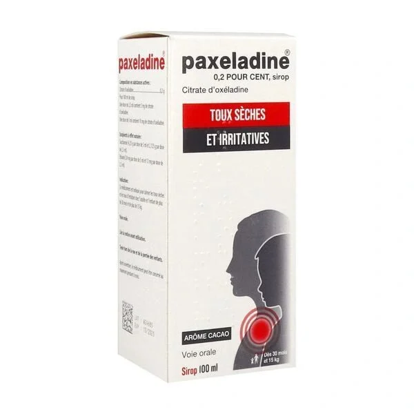 Paxeladine 0,2 % sirop — flacon de 100 ml avec gobelet doseur