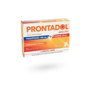 Prontadol Adultes 500 mg / 50 mg — 16 comprimés (paracétamol + caféine)